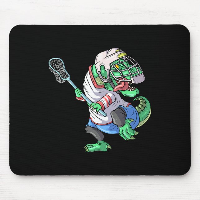 Mousepad Lacrosse Dinossaur T Rex Com Lacrosse Engraçado (Frente)