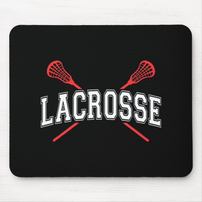 Mousepad Lacrosse Red Crossed Sticks para jovens ou adultos (Frente)