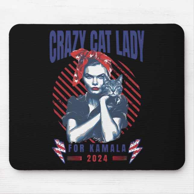 Mousepad Lady Gato Louca Para Kamala 2024 (Frente)