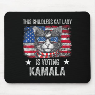 Mousepad Lady Gato Sem Filhos Está Votando Kamala Harris 20