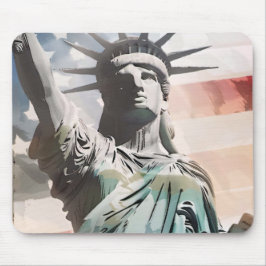 Mousepad Lady Liberty e a bandeira americana