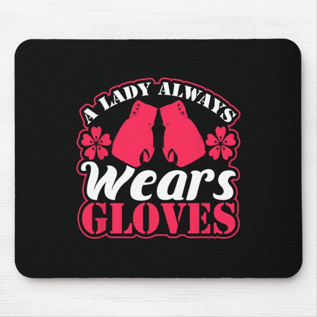 Mousepad Lady Veste Luvas Boxando Lutas Combatendo Mulheres (Frente)