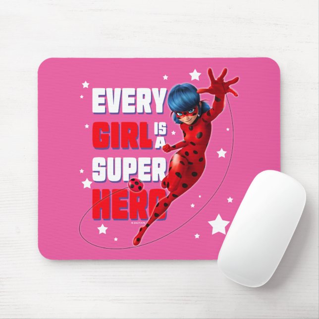 Mousepad Ladybug Cada garota é um super herói (Com mouse)