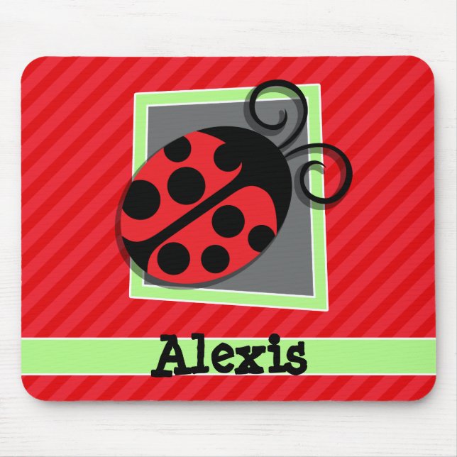 Mousepad Ladybug Cuto; Stripes Vermelhas Escarlate (Frente)