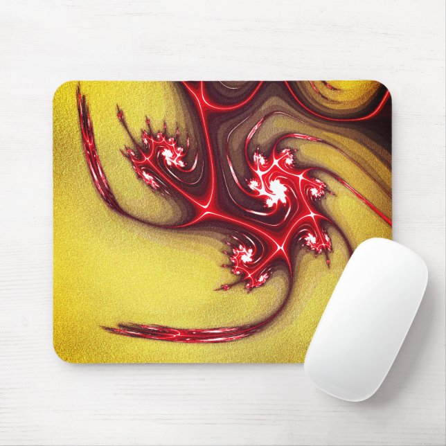 Mousepad Lagarto fractal avermelhado em textura grosseira d (Com mouse)