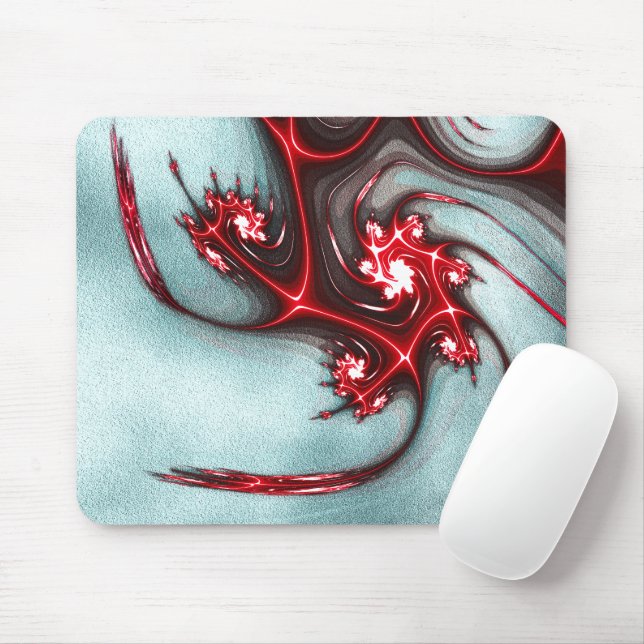 Mousepad Lagarto fratural vermelho e branco em textura aren (Com mouse)