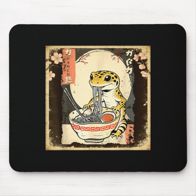 Mousepad Lagarto Gecko Leopardo Ramen Crested Gecko Japonês (Frente)