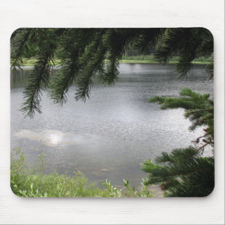 Mousepad Lago de prata quadro pelos ramo verdes
