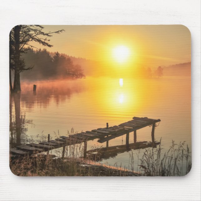 Mousepad Lago idílico mountain enevoada do nascer do sol |, (Frente)