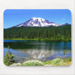 Mousepad Lago reflection, o Monte Rainier, WA, EUA