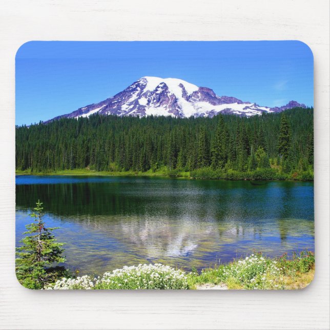 Mousepad Lago reflection, o Monte Rainier, WA, EUA (Frente)