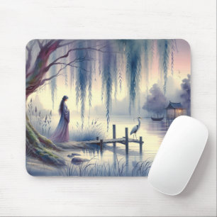 Mousepad Lago Serene Fantasy com Willow e Heron