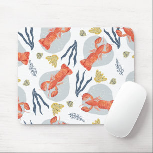 Mousepad Lagosta Escorpião Frutos do Mar Sob Padrão de Água