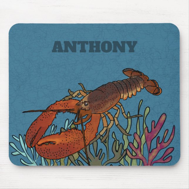 Mousepad Lagosta no Mar Azul Personalizada (Frente)