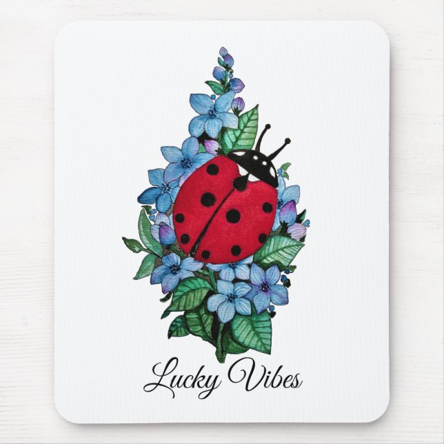Mousepad Lagybird Cute De Cana-De-Vinho Com Flores Selvagen (Frente)