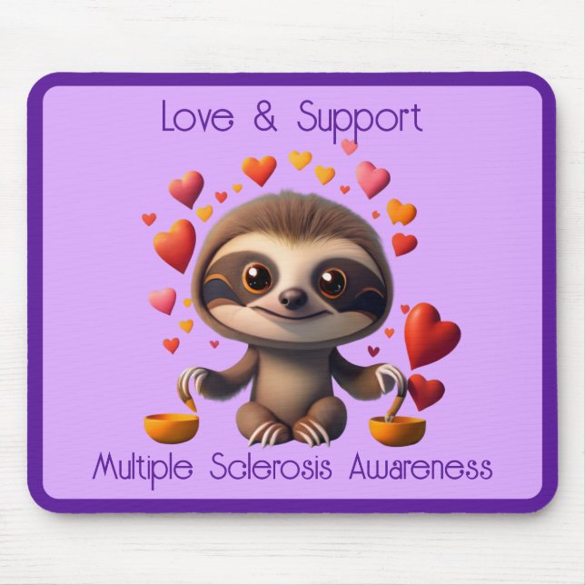 Mousepad Lama de Bebê da MS, bonita, rodeada por ♥️ s (Frente)