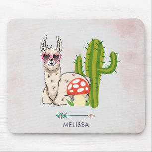 Mousepad Lama legal em óculos de sol em forma de coração