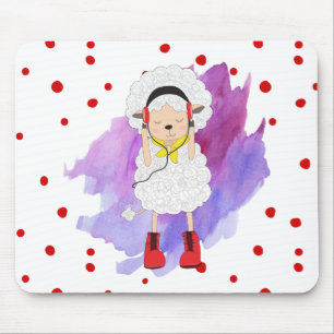 Mousepad Lamb hipster Girl com Red Boots
