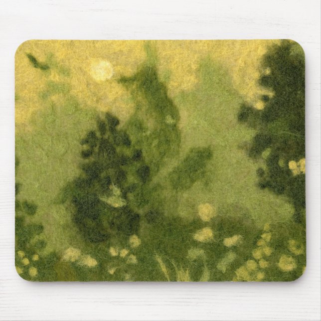 Mousepad Lâmpada de Verão pintando paisagens de lã tons ver (Frente)