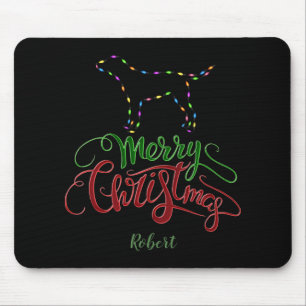 Mousepad Lâmpadas de Natal Charm Merry Cachorro Monograma T