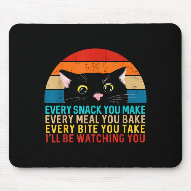 Mousepad Lanche Temático de Gato Preto Você Faz Todo Retro  (Frente)