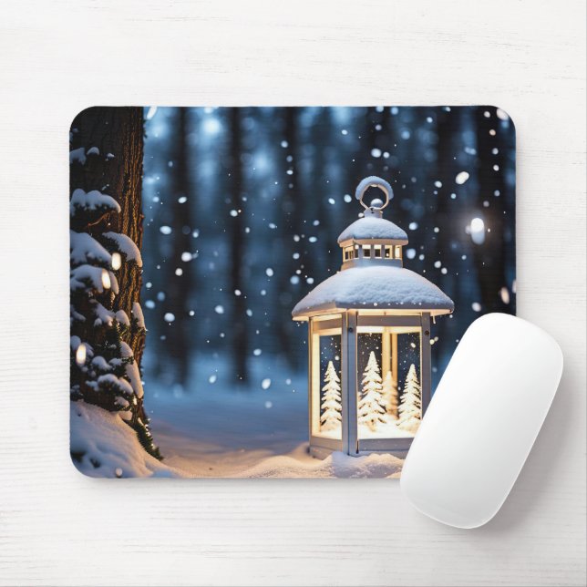 Mousepad Lanterna Brilhante Em Flocos De Neve (Com mouse)