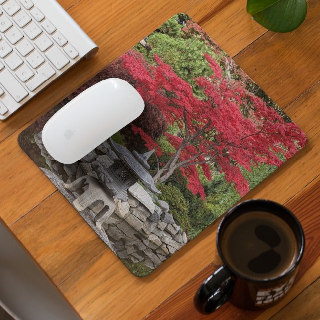 Mousepad Lanterna do Jardim Japonês e Foto das Folhas Verme (In Situ)