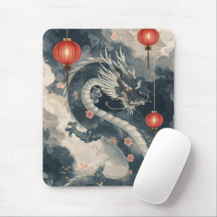 Mousepad Lanternas do Dragão Chinês Azul