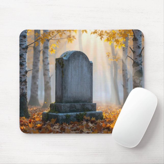 Mousepad Lápide em um Cemitério de Outono Nebuloso (Com mouse)