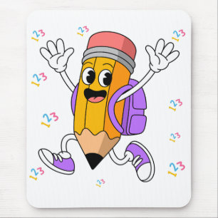 Mousepad Lápis Amigável Design de Volta às Aulas.