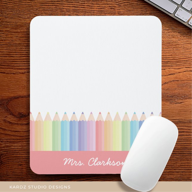 Mousepad Lápis Arco-íris Personalizados para Professores (Criador carregado)