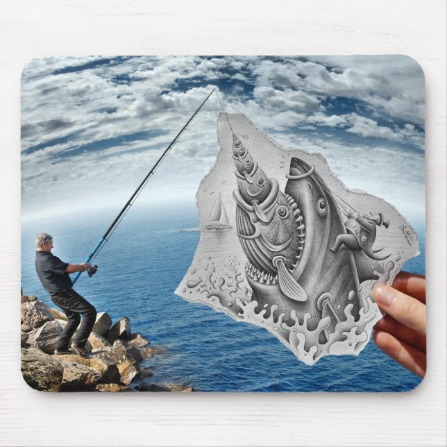 Mousepad Lápis contra a câmera - tubarão (Frente)