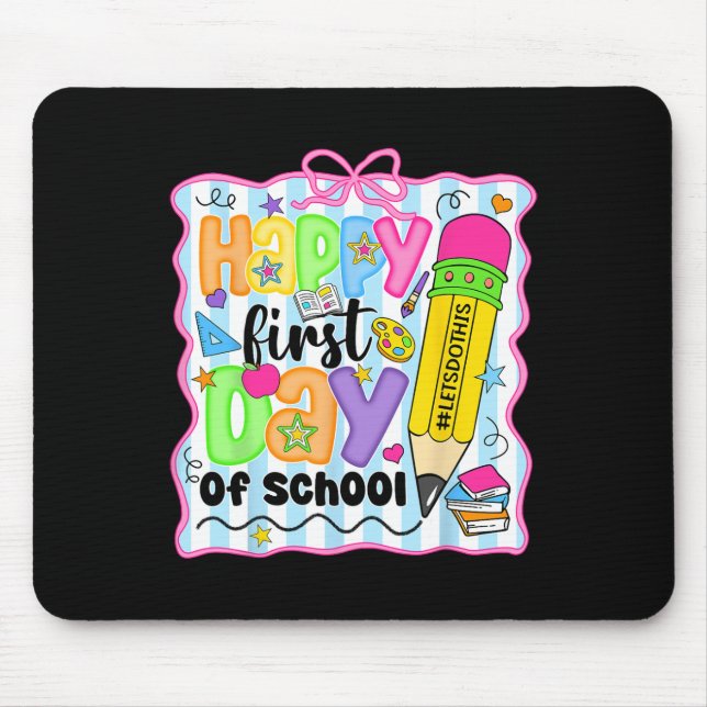 Mousepad Lápis Feliz Primeiro Dia De Aula Professor Criança (Frente)