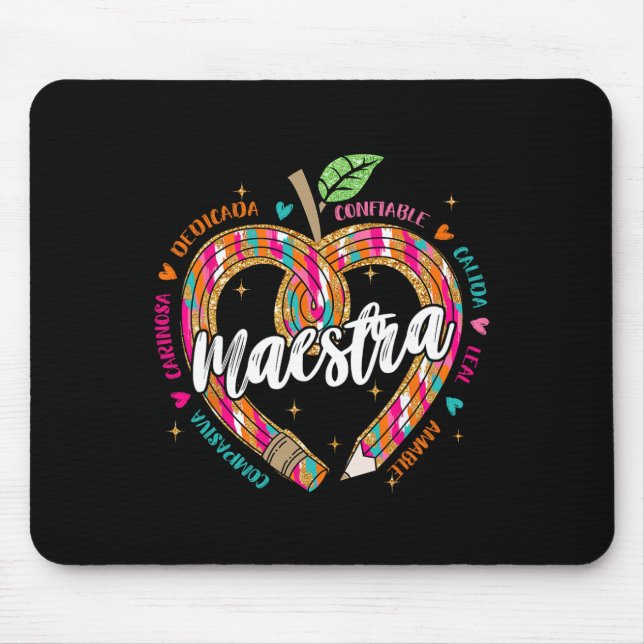 Mousepad Lápis Maestra Professora Espanhola Bilíngue 100 Di (Frente)
