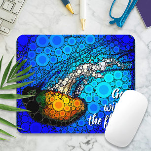 Mousepad Laranja-água-azul Oceano Azul Vai com Script de Fl