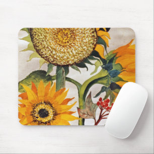 Mousepad Laranja Amarelo Sorrindo Arte de Girassol
