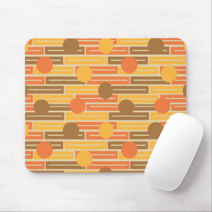 Mousepad Laranja, Dourado, Retângulos castanhos e Círculos