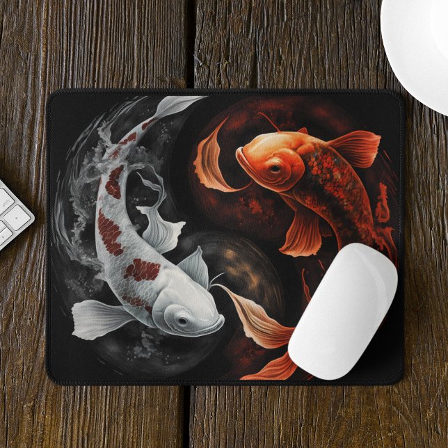 Mousepad Laranja E Branco Sortudo Peixe Koi Arte Japão (Criador carregado)