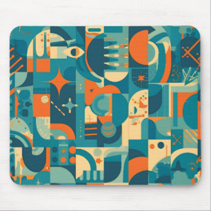 Mousepad Laranja e Verde Geométrico Abstrato