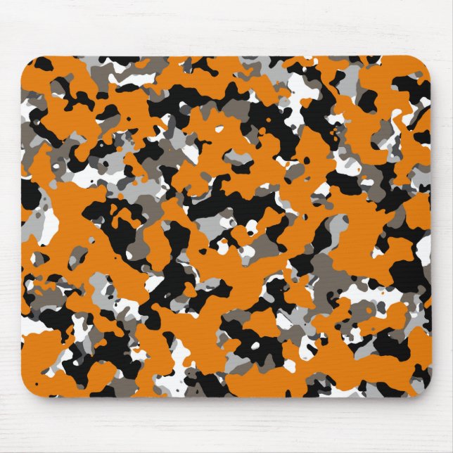 Mousepad Laranja Preto Cinza Bege Estampa Camuflada Camufla (Frente)