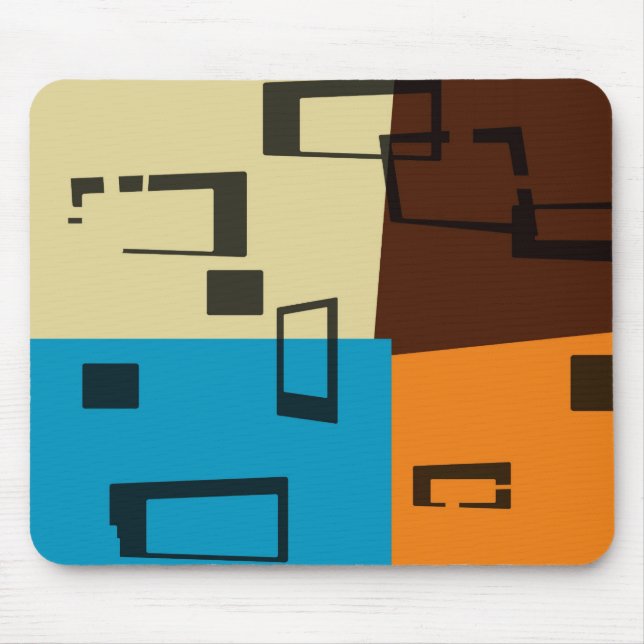 Mousepad Laranja Retro, Azul, Marrom, Abstrato de Creme (Frente)