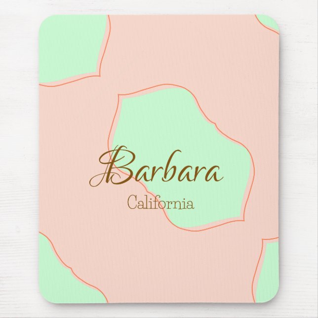 Mousepad Laranja verde pastel boho adicionar nome lugar rús (Frente)