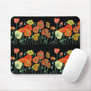 Mousepad Laranja Yellow Red Poppies flores Floreal Mouse Pa