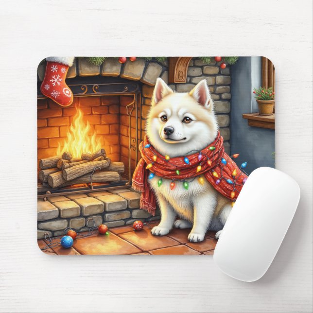 Mousepad Lareira de Cachorro Esquimó Americano com Luzes de (Com mouse)