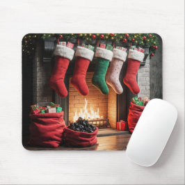Mousepad Lareira de Natal com saco de carvão