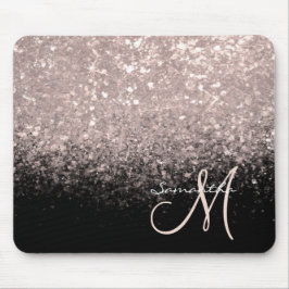 Mousepad Largura Dourada Elegante e Monograma Negro