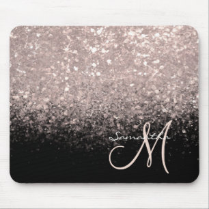Mousepad Largura Dourada Elegante e Monograma Negro
