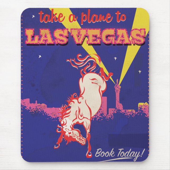 Mousepad Las Vegas, poster de viagens retrô de Nevada. (Frente)