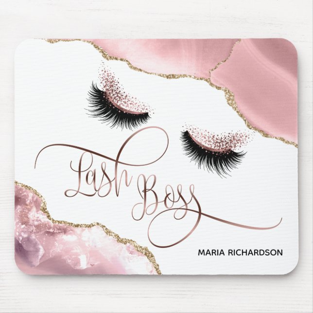 Mousepad Lash Boss Makeup Olhos-da-sobrancelha Lashes Rosa- (Frente)
