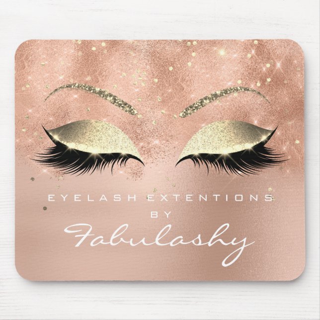 Mousepad Lashes do Estúdio de Beleza Glitter Dourado rosa (Frente)
